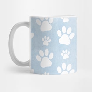 Pattern Of Paws, White Paws, Watercolors, Blue Mug